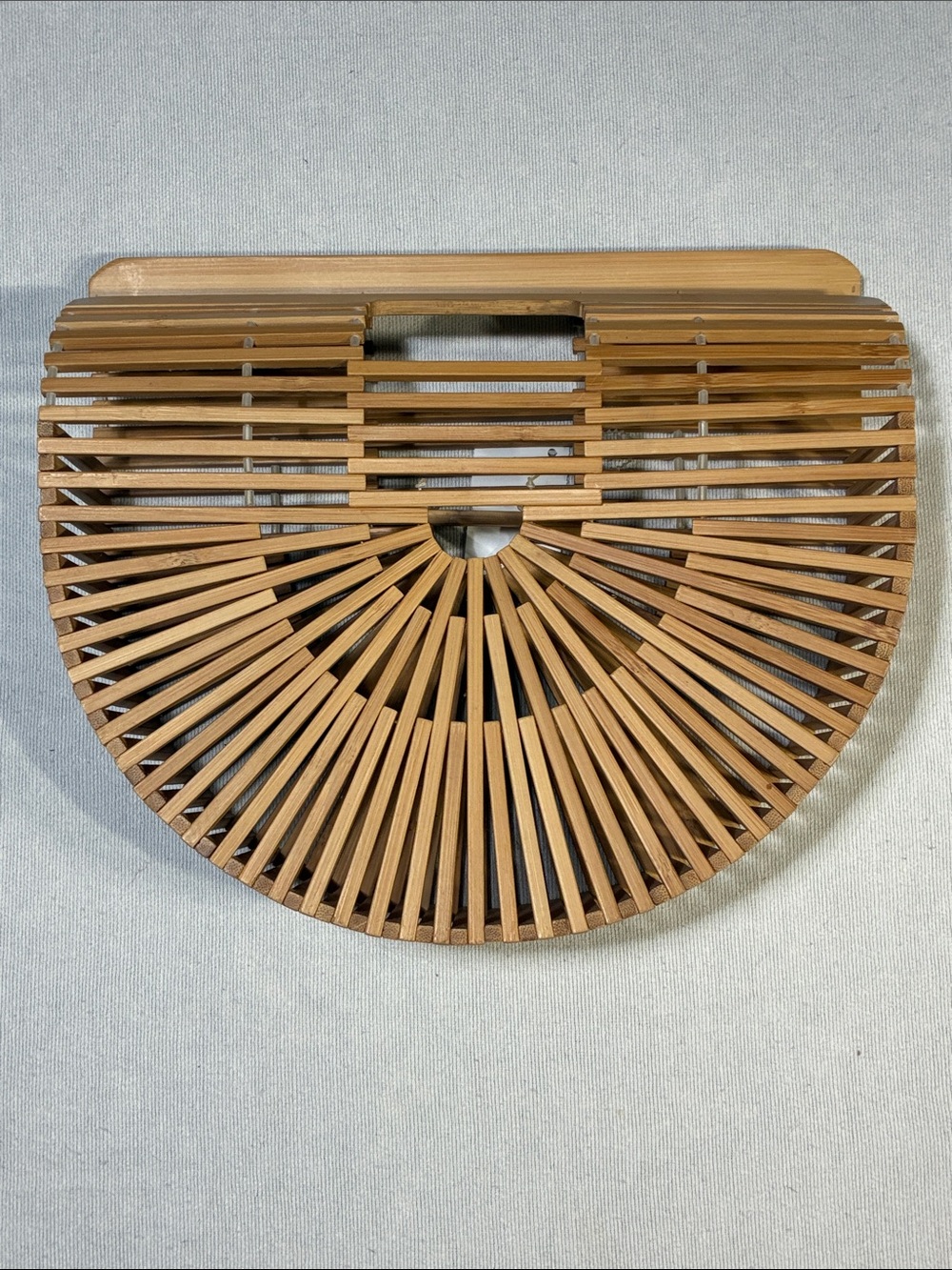 Semi-Circle Bamboo Ark Bag - Natural Tan